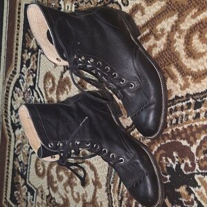 Vintage Biltrite Black Combat Boots Western Leather Lace Up Fall Winter Goth
